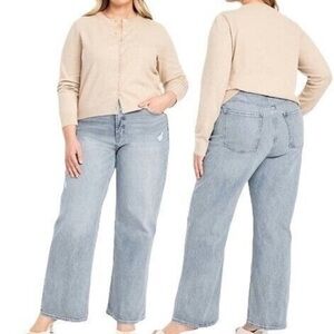 Old Navy Women’s Extra High Rise Sky High Wide Leg Jeans Size 14 Lois Blue Denim